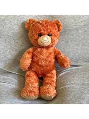 Build-A-Bear Workshop Orange Plush Teddy Bear With Glitter Nose & Feet